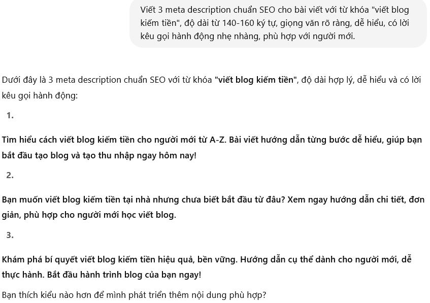 viết meta description bằng chatgpt