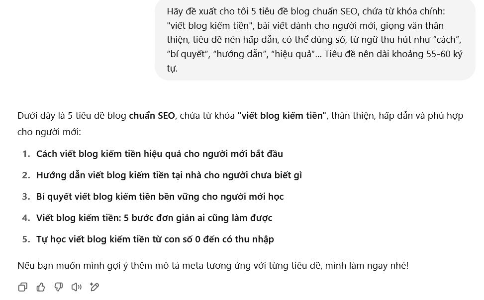 viết tiêu đề blog bằng chatgpt